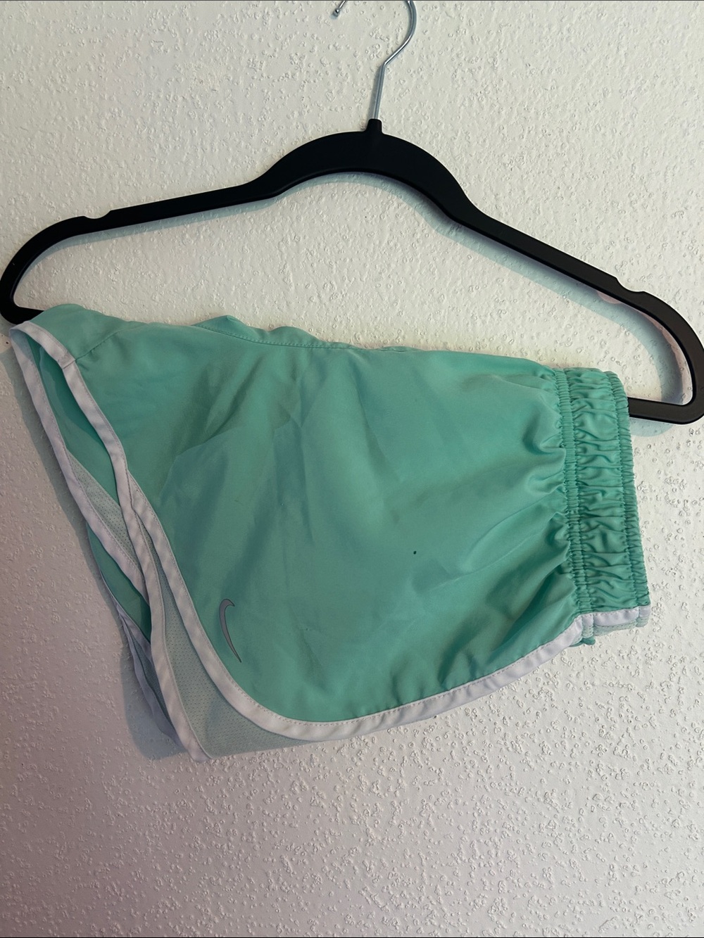Nike Women's Mint Green Athletic Running Shorts with White Trim